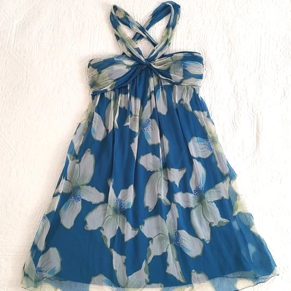 MSSP Max Studio Womens Silks Halter Bustier Empire Flair Skirt Dress/Size M - Picture 1 of 11